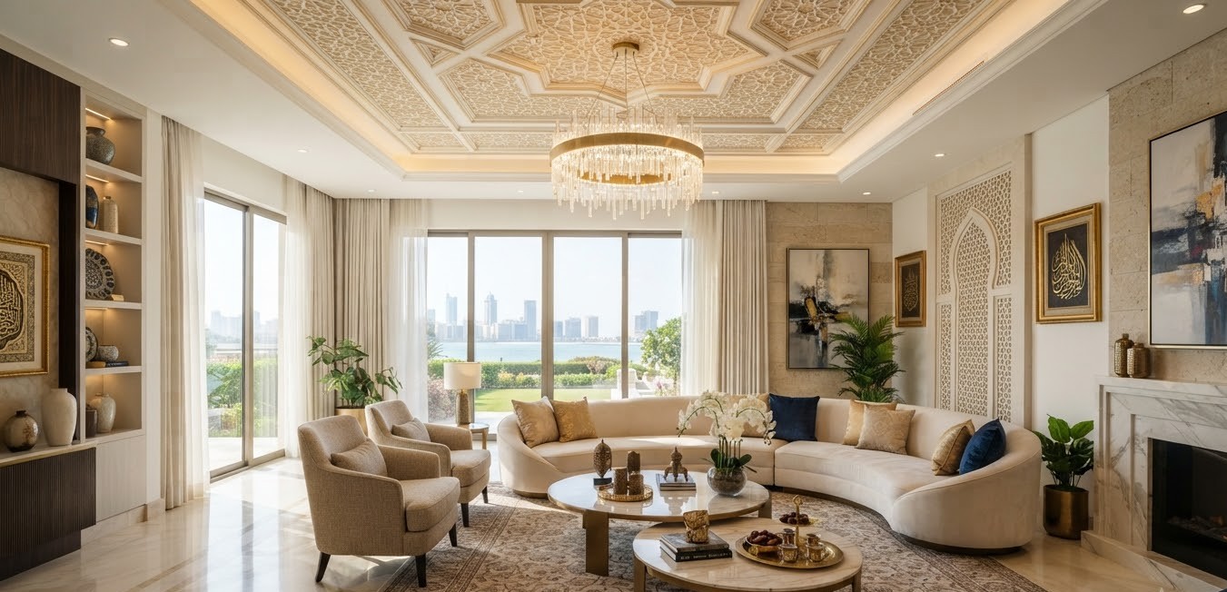 Luxury villa exterior and interior design in Abu Dhabi