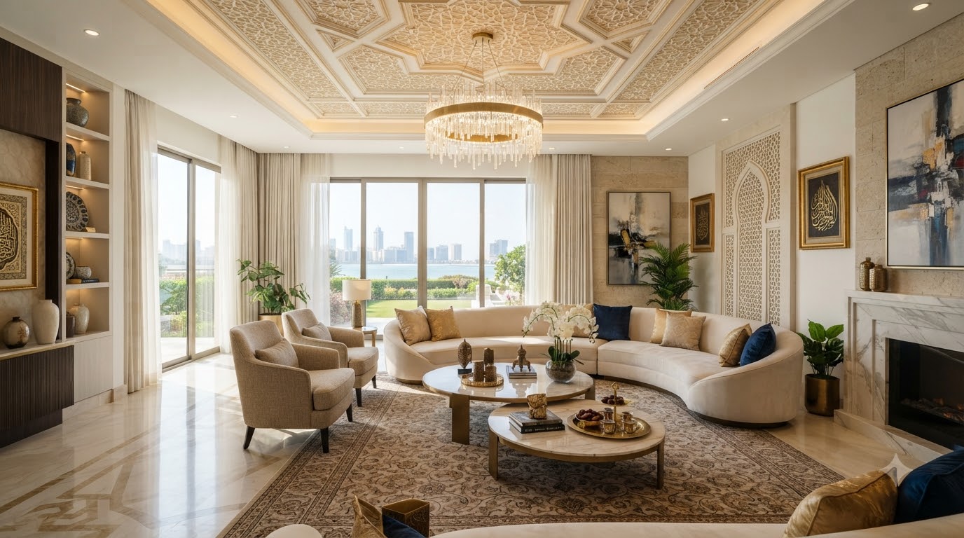 Luxury villa exterior and interior design in Abu Dhabi